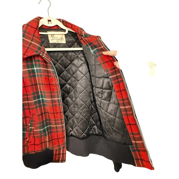 Huckberry Vintage L Plaid 100% Wool Bomber Jacket $350 Quilted Coat Red 44 - Picture 10 of 10